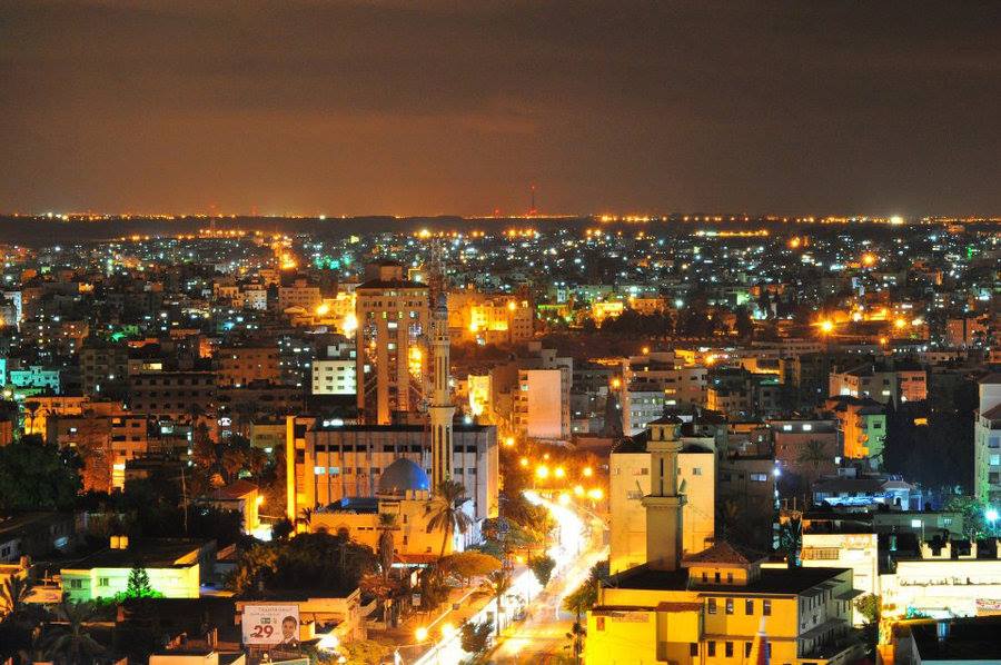 Gaza City lit up at night